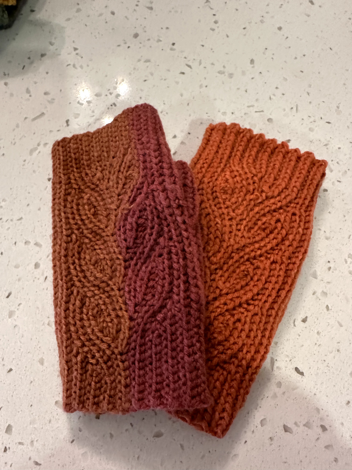 Handmade crocheted fingerless mittens