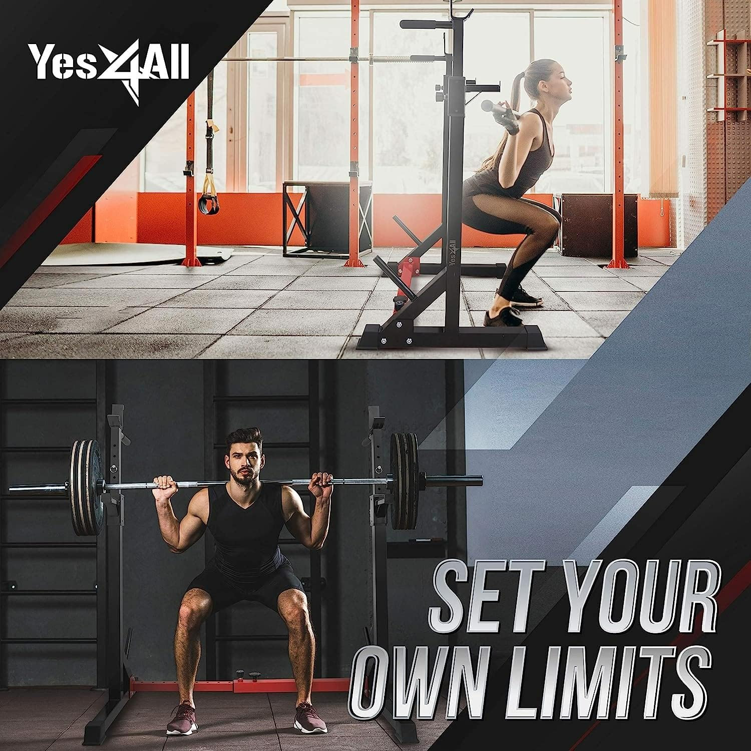 Squat Rack for Home Gym, Adjustable Barbell Stand Rack, Multi-Function Weight Li