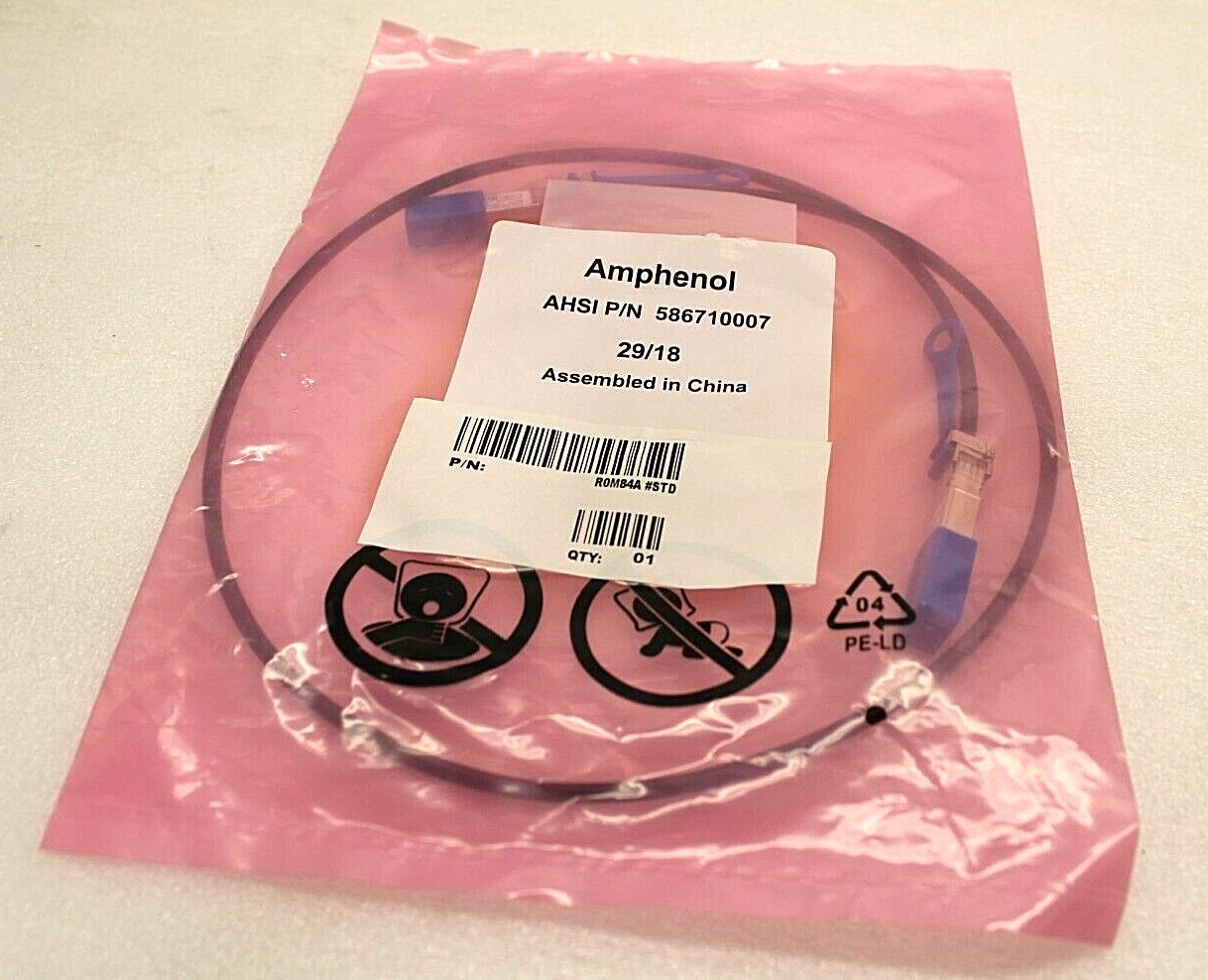 Amphenol 586710007 SFP 10Gb 1M DAC Cable HP R0M84A  NEW!