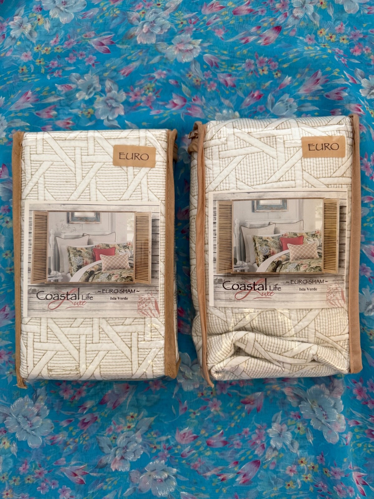 Coastal Life Luxe  Euro Sham White Cream