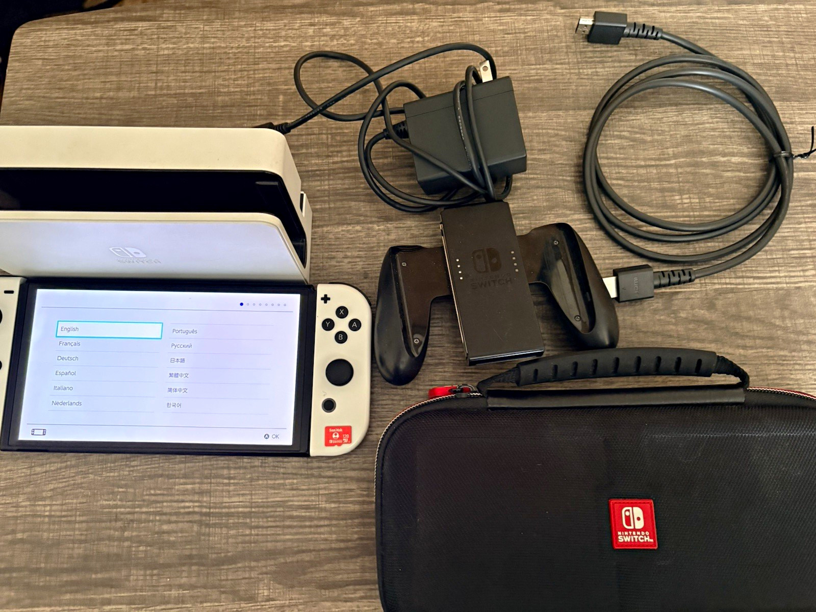 Nintendo Switch OLED Model Console Bundle White-128GB SD Card & Case-Complete