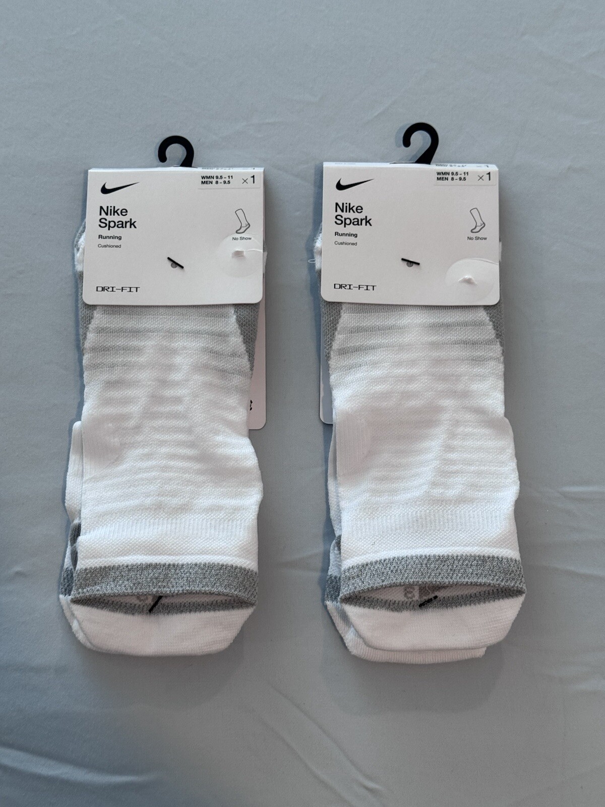 Lot of 2 Nike Spark Cushioned No-Show Running Socks Men's 8-9.5 / Women's 9.5-11