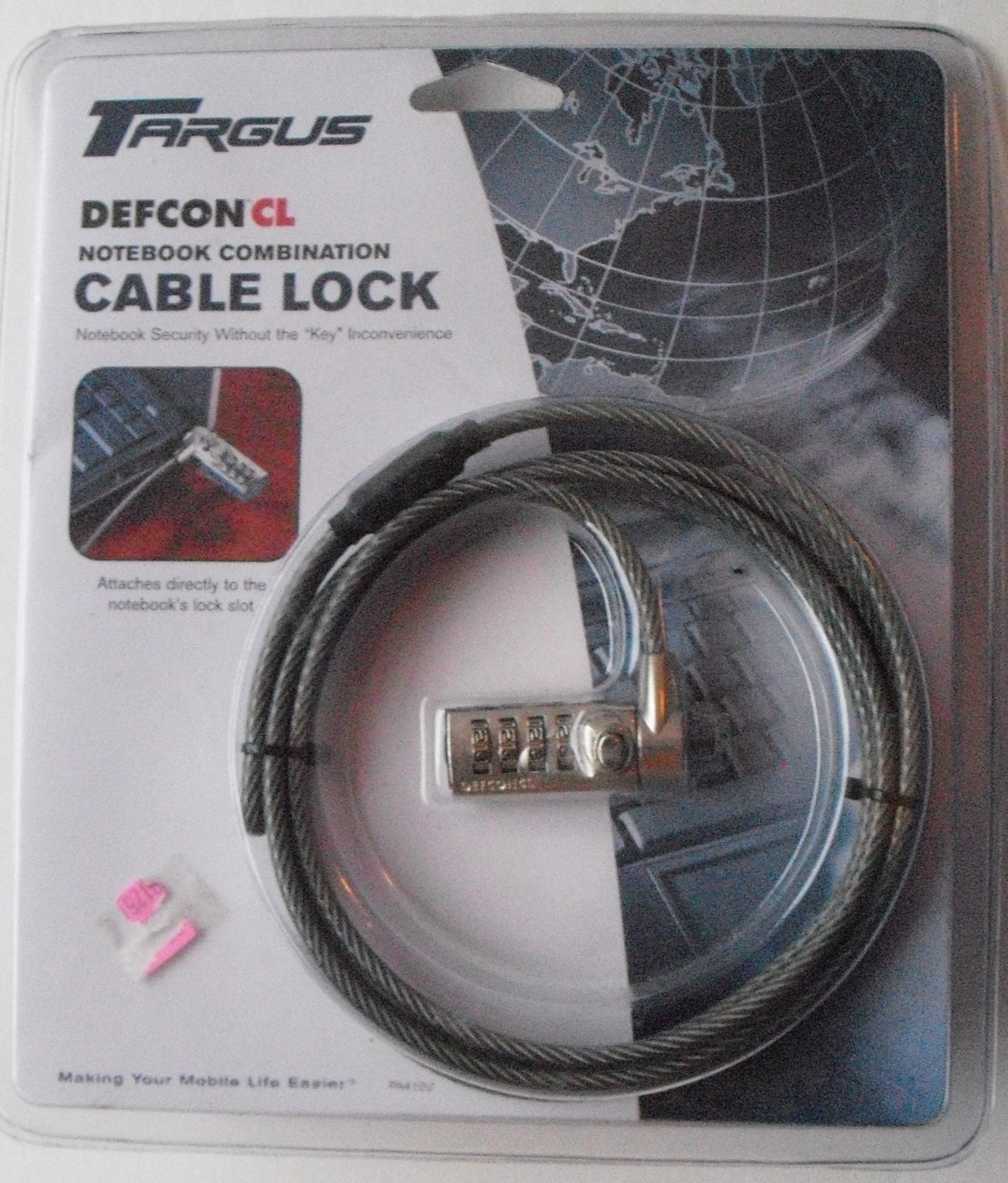 TARGUS DEFCON CL NOTEBOOK COMBINATION CABLE LOCK KIT New Sealed! 6.5' CABLE