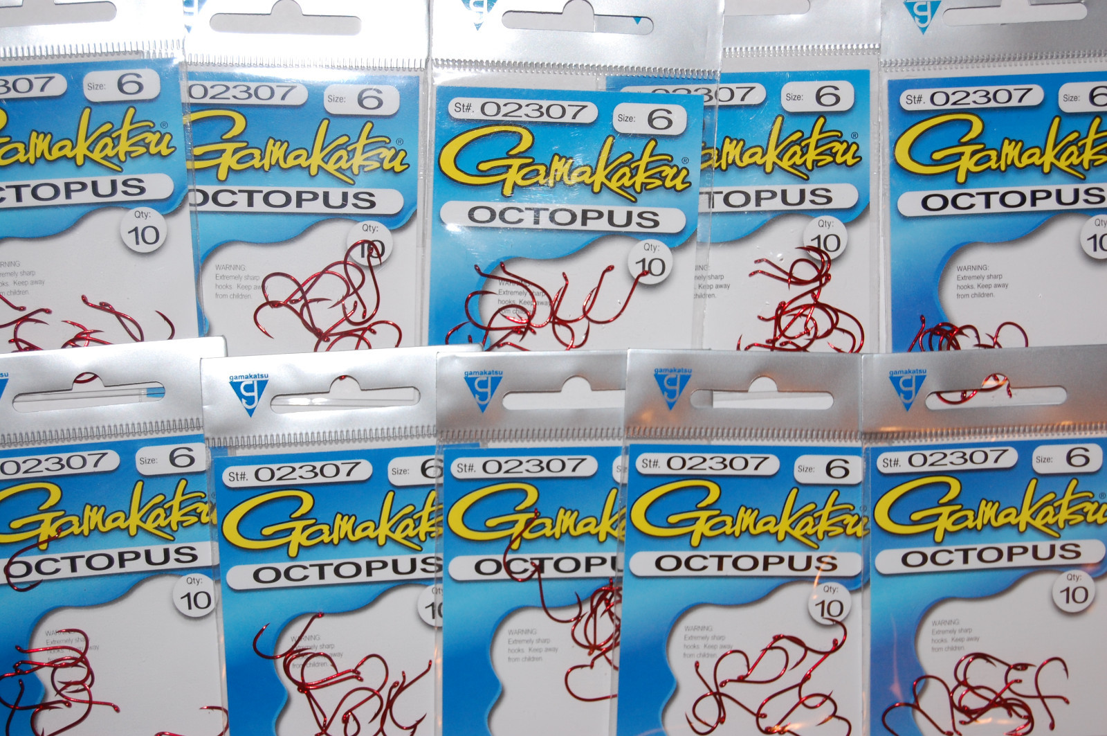 10 packs gamakatsu octopus hook size 6 / 10 per pack # 02307 red 100 hooks