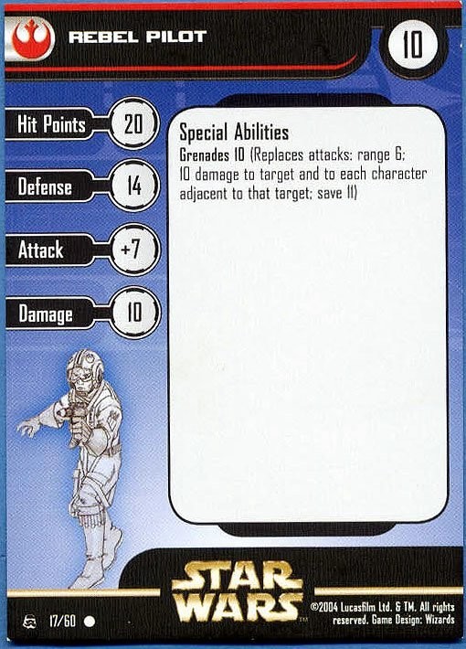 Star Wars Miniatures Rebel Storm 17 Rebel Pilot Card