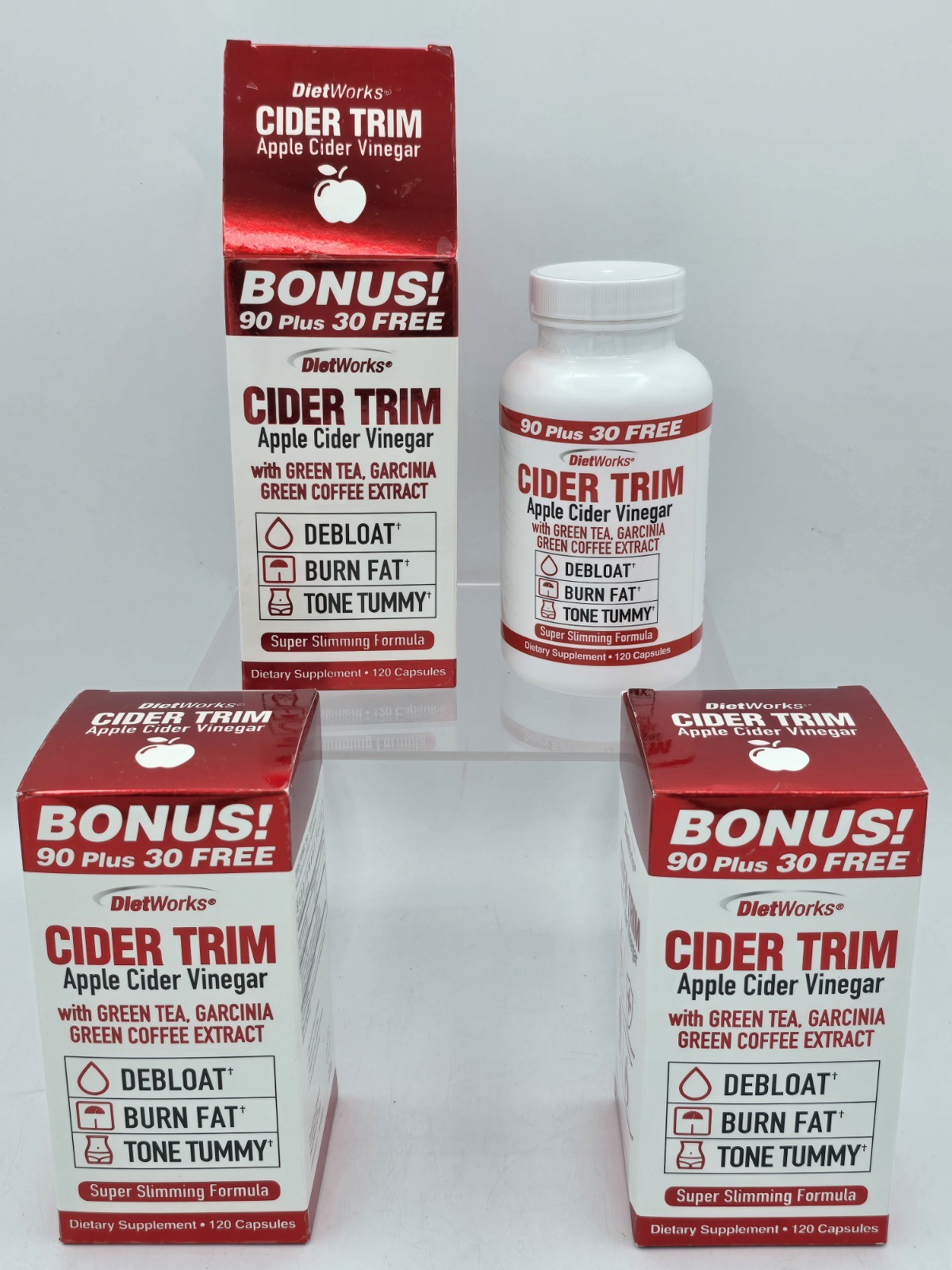 3x DietWorks Cider Trim Apple Cider Vinegar Supplement 120ct Exp 05/27