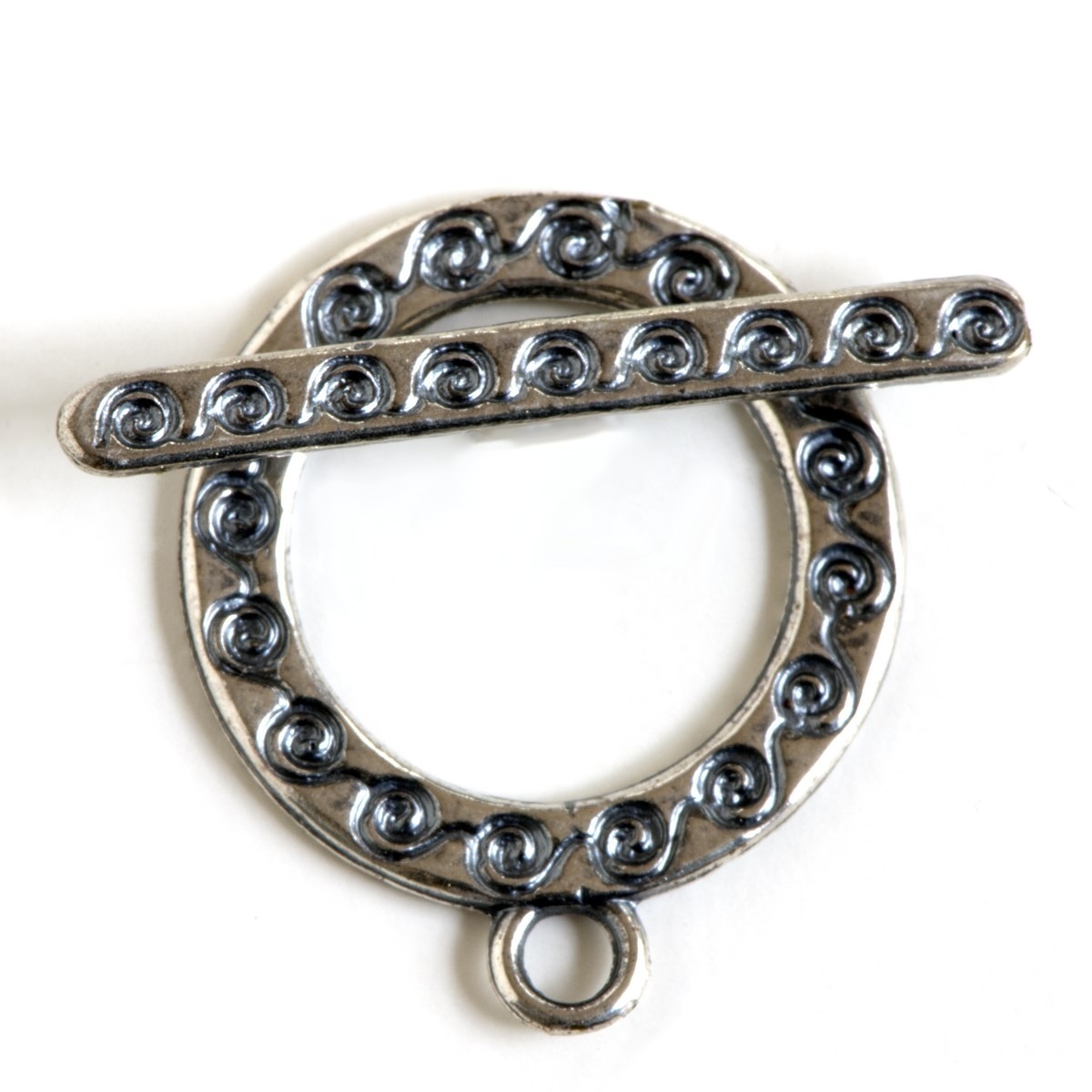 Scrolls Round Toggle Clasp 43512 (1) Silver Plated  20mm Swirls