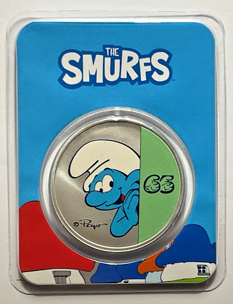 2023 Niue Colorized 1 oz Silver $2 Smurfs 65th Anniversary Coin in TEP