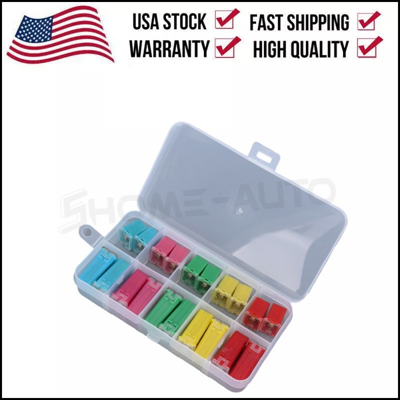 10 Pair Auto Fuses Mini Square Fuses Automotive Car Fuse Assortment Kit AMP+ Box