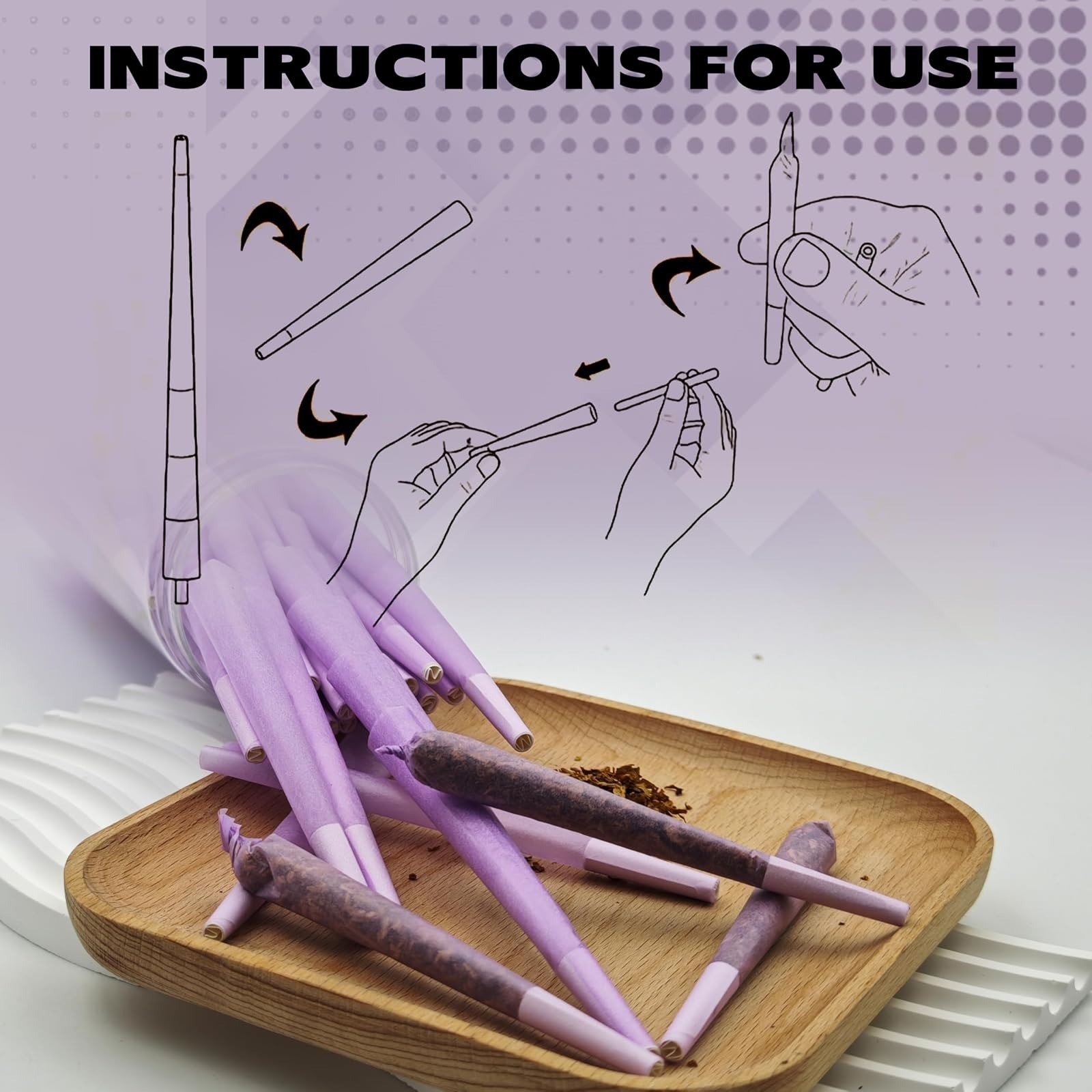 usixdaxla Purple Pre Rolled Cones - 100 Pack King Size Rolling Papers