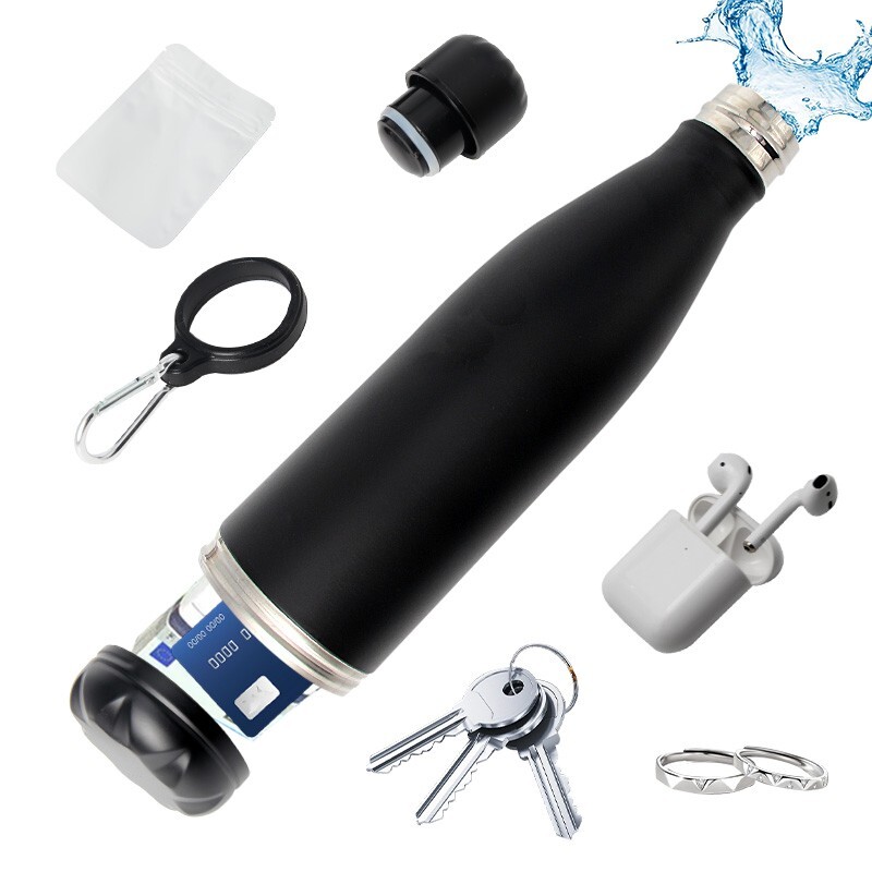 Secret Hidden Safe Steel Water Bottle Storage Compartment for Cards Keys Cash