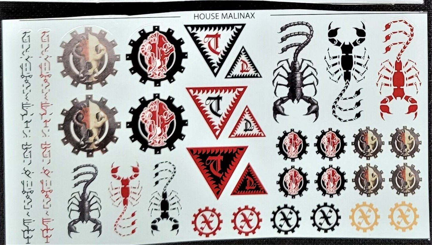 House Malinax Transfer Sheet Cerastus Lancer Heresy Warhammer 40K Red Scorpions