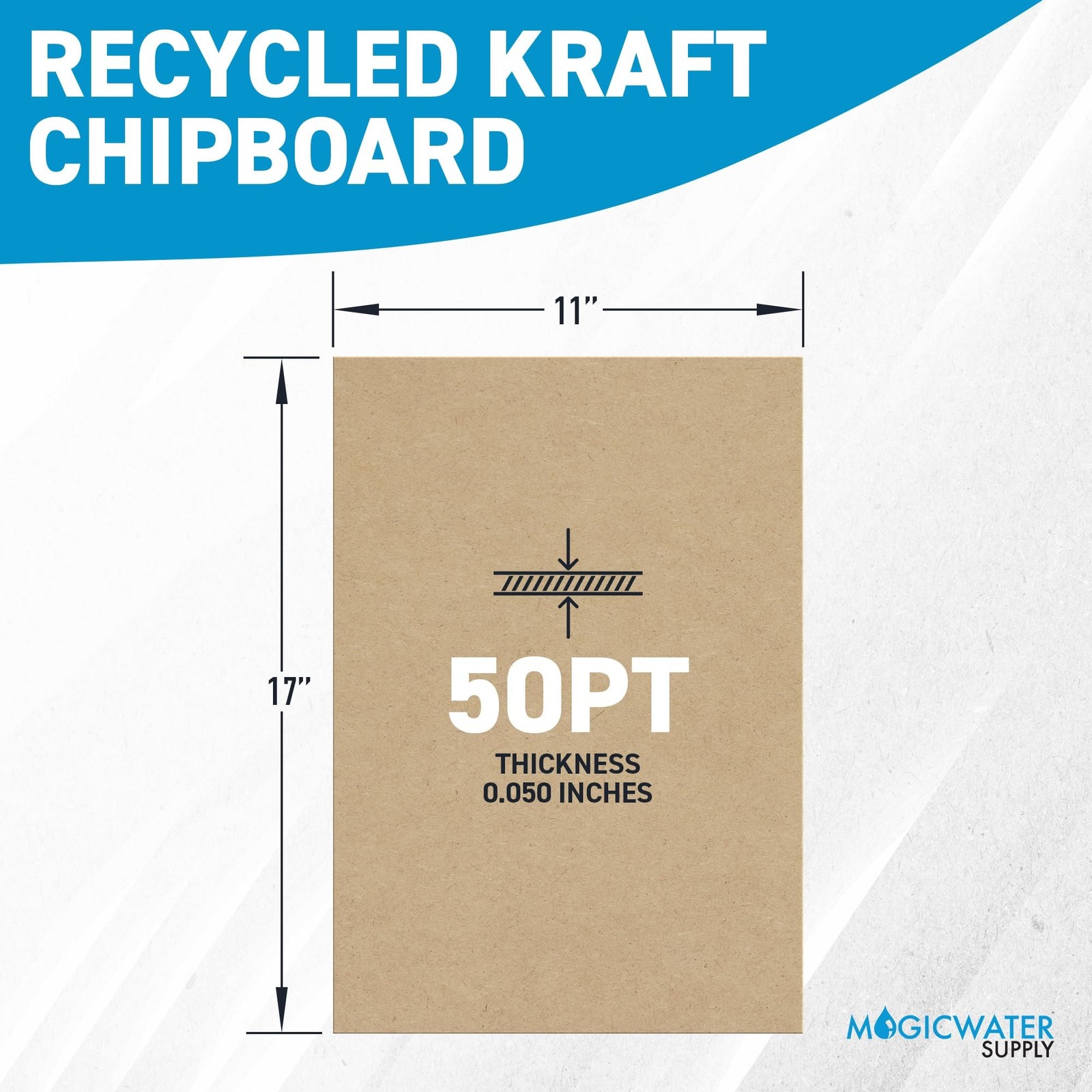 MagicWater Chipboard Sheet for DIY Projects - 11x17 Inch - 25 Pack - 50 pt - ...