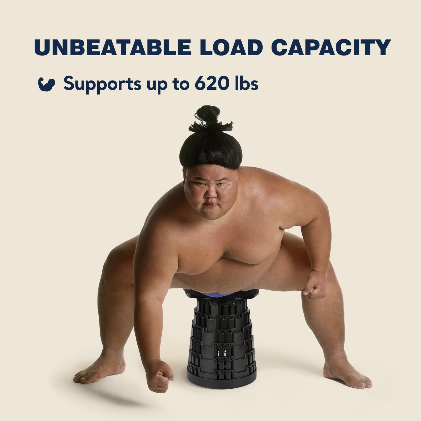 Upgraded Collapsible Stool With 3-in-1 Backpack, Cushion & Beverage Holder-