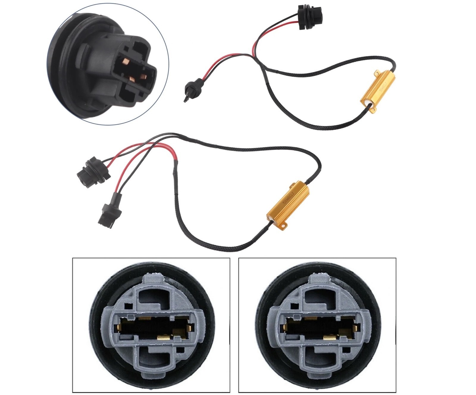 Wire LED Resistor Canceler Error Decoder 7440 Harness DRL Bulb Light Replace