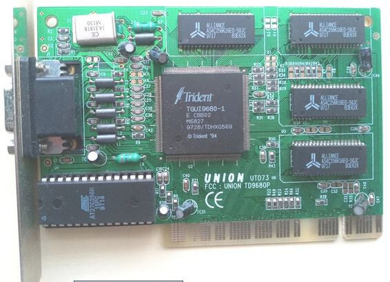 Vintage Trident TGUI9680-1 1MB PCI VGA PCI Slot