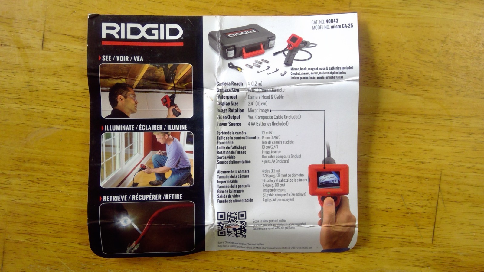 RIDGID Micro CA-25 Digital Handheld Inspection Camera With LED Light 40043