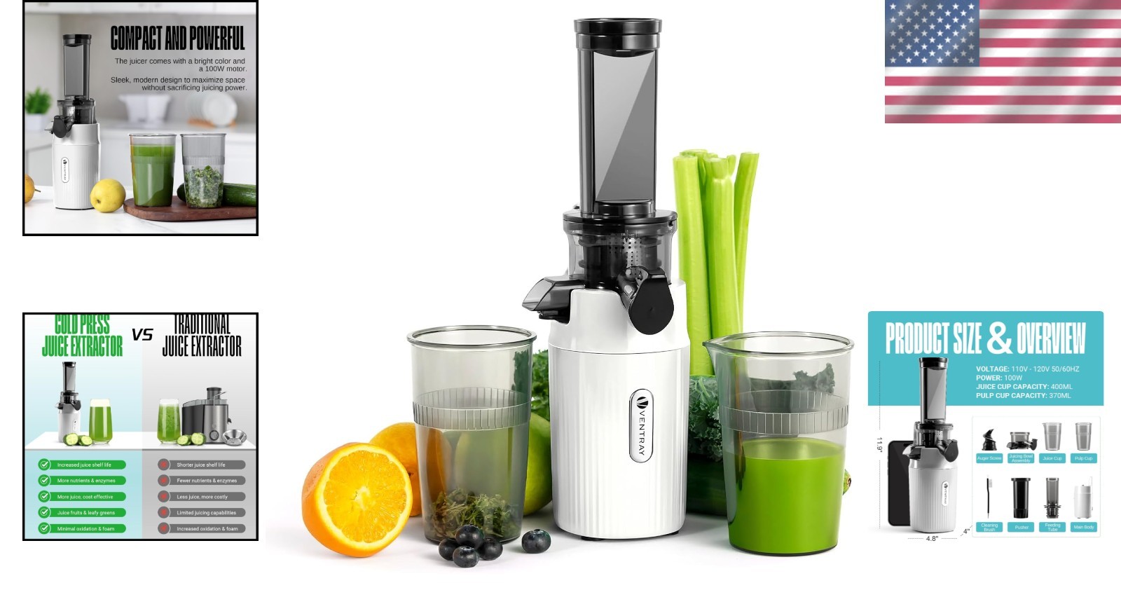 Efficient Ginnie Mini Juicer - Compact Masticating for Fresh Juices Anywhere