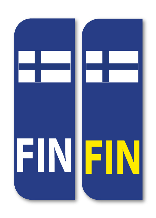 2 x FIN Finnish Flag Car Number Plate vinyl stickers