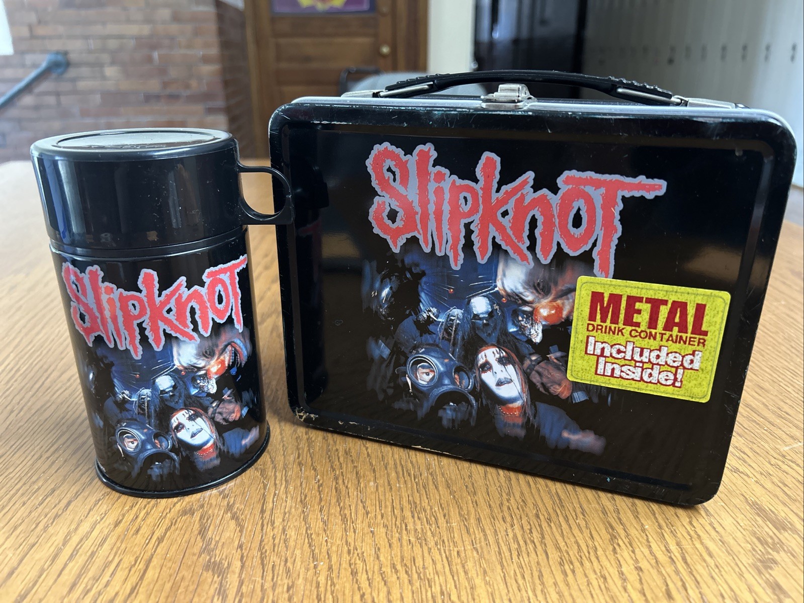 VERY RARE NECA 2001 Slipknot Black Lunchbox W/ Thermos & Stickers Read Descripti