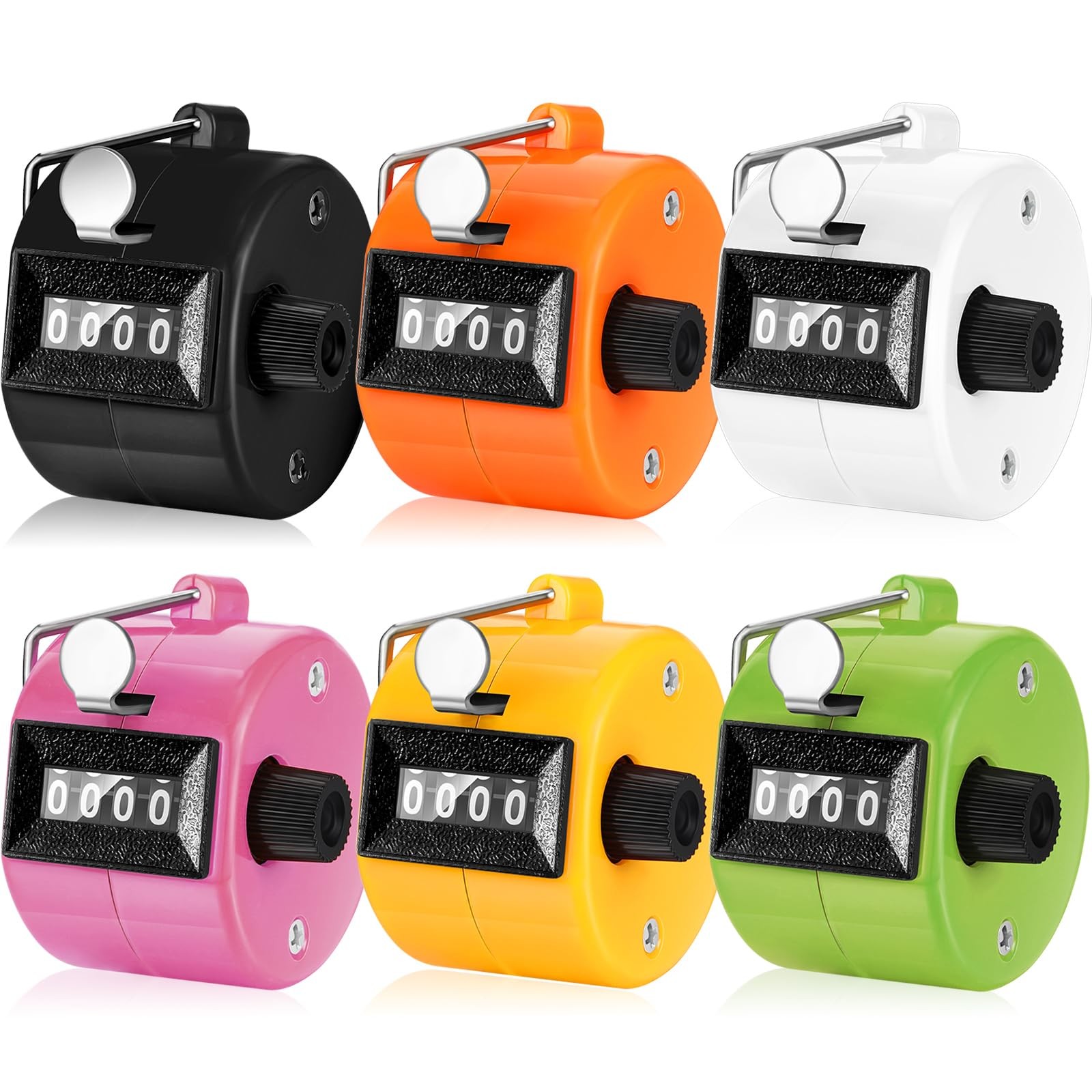 6 Pack 4 Digit Mechanical Tally Counter Palm Clicker ABS Plastic Finger Ring