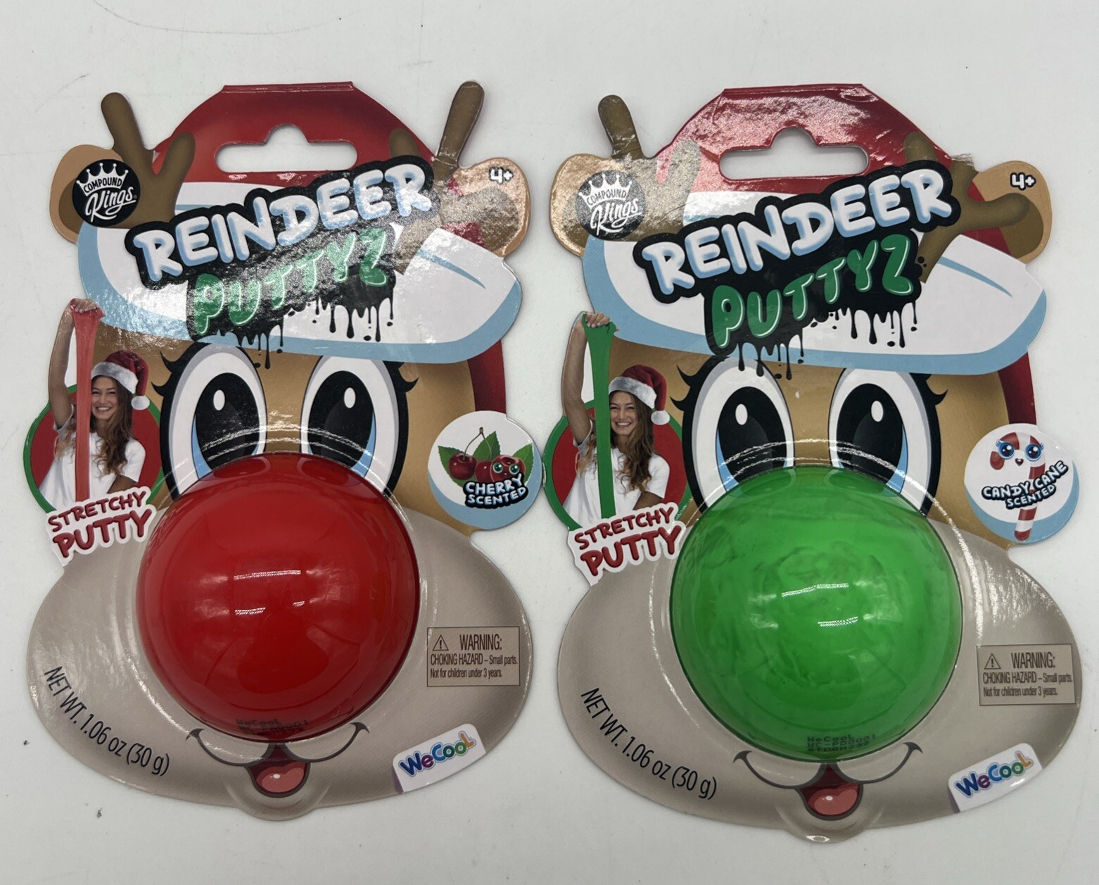 New Lot of 2 Compound Kings Reindeer Putty’s Red & Green Scented Age4+ FreeS&H