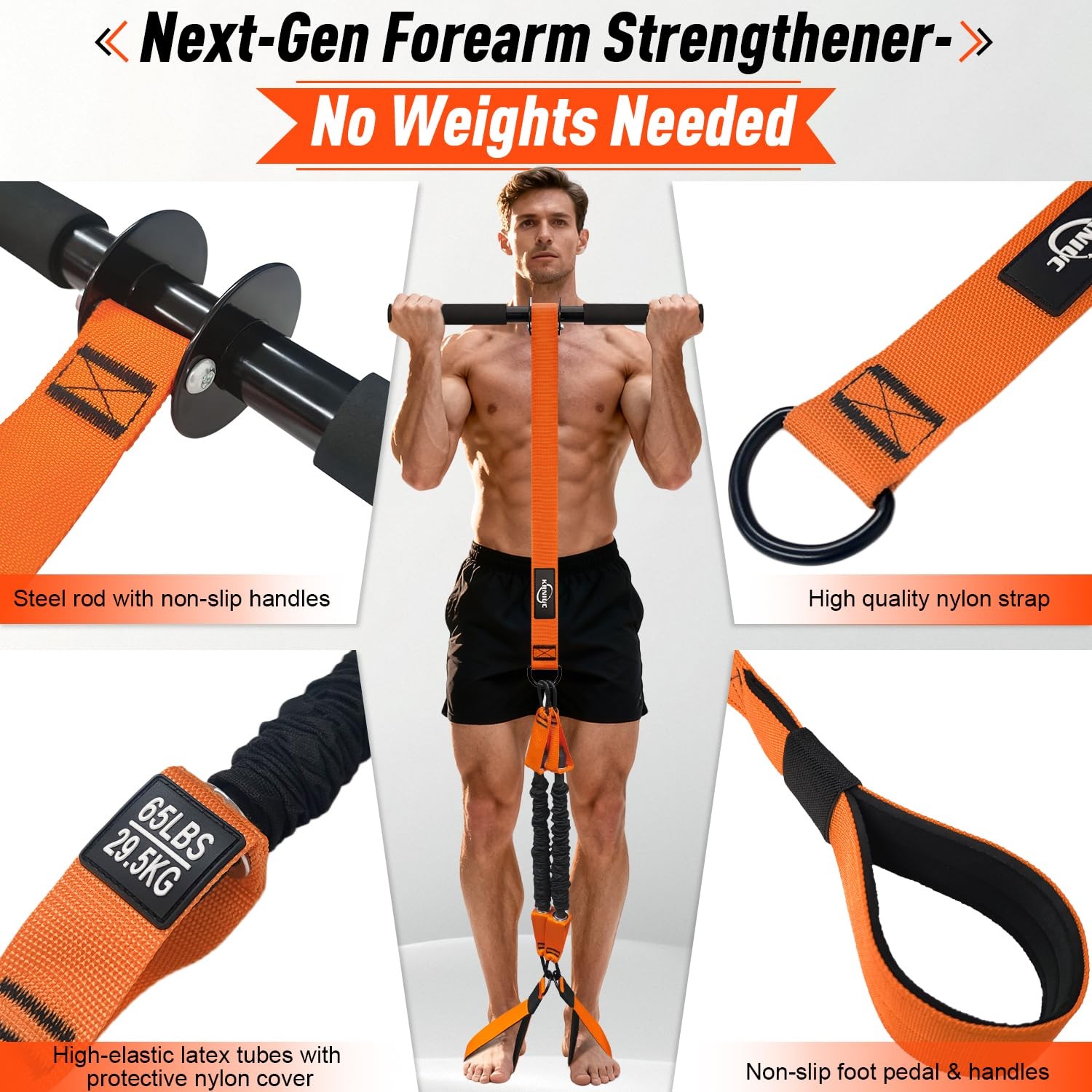 No Weights Needed Forearm Strengthener & Wrist Roller with Adjustable Resista...