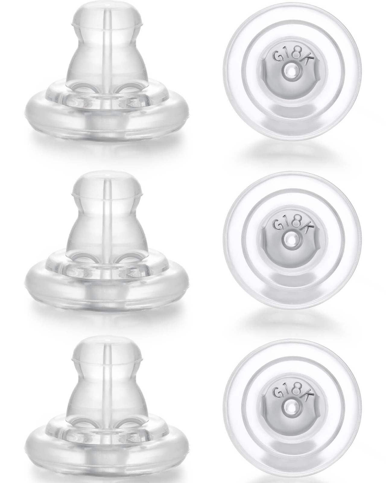 Earring Backs, Silver Silicone Earring Backs Replacements for Studs/Droopy Ea...