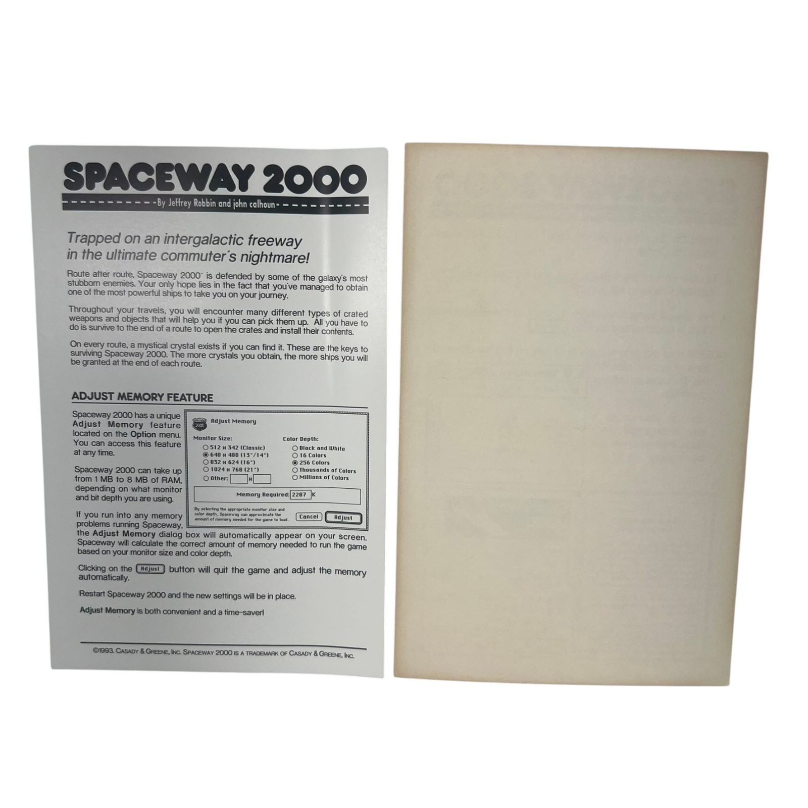 Rare Vintage Spaceway 2000 Casady Greene Navigation Install Inserts Only No Game