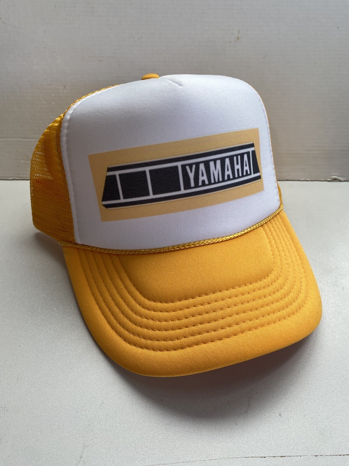 Vintage Yamaha Motorcycle Hat Trucker Hat adjustable Gold Yellow Cap