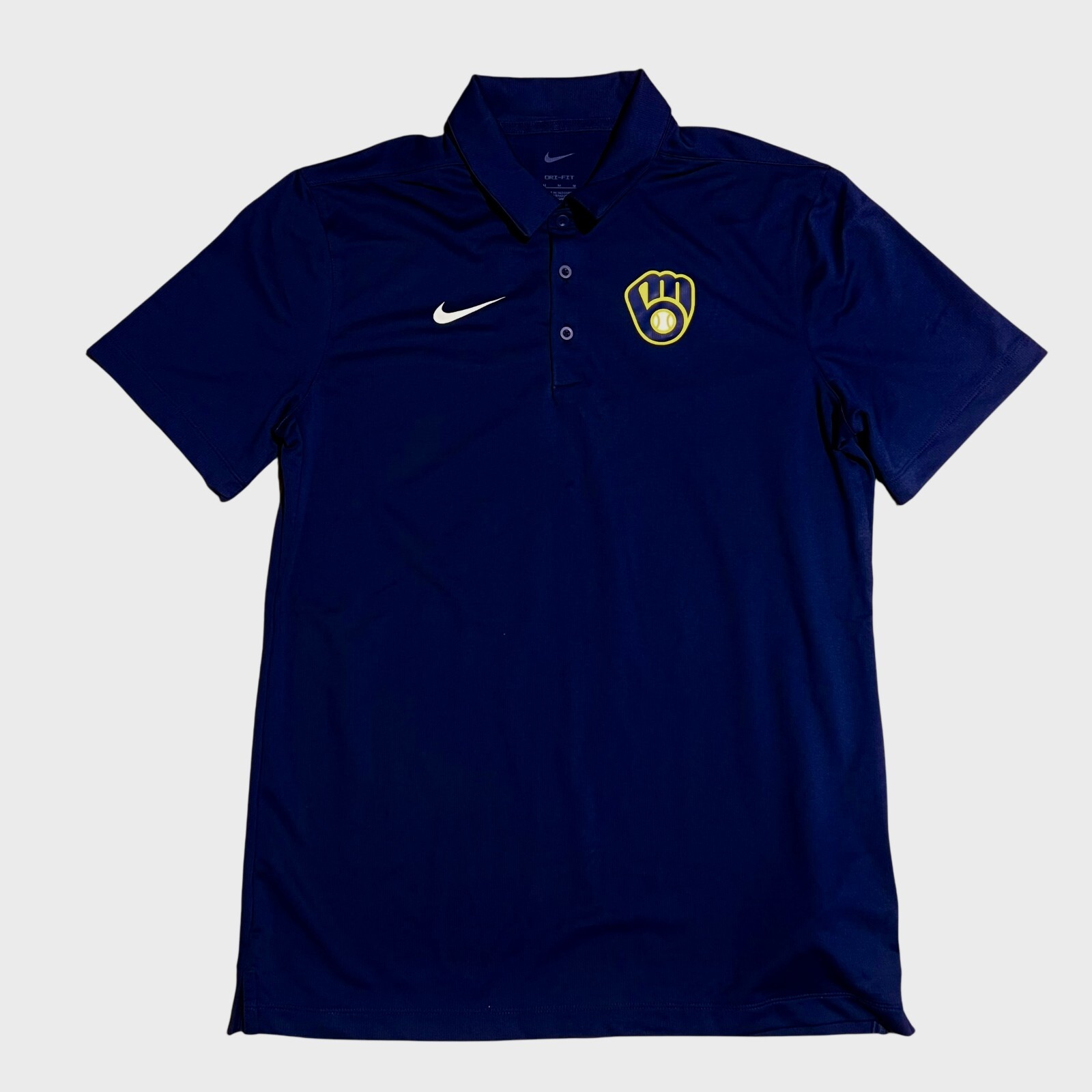 Nike Milwaukee Brewers Polo Shirt MLB Baseball Navy Blue Men Size M Medium NEW