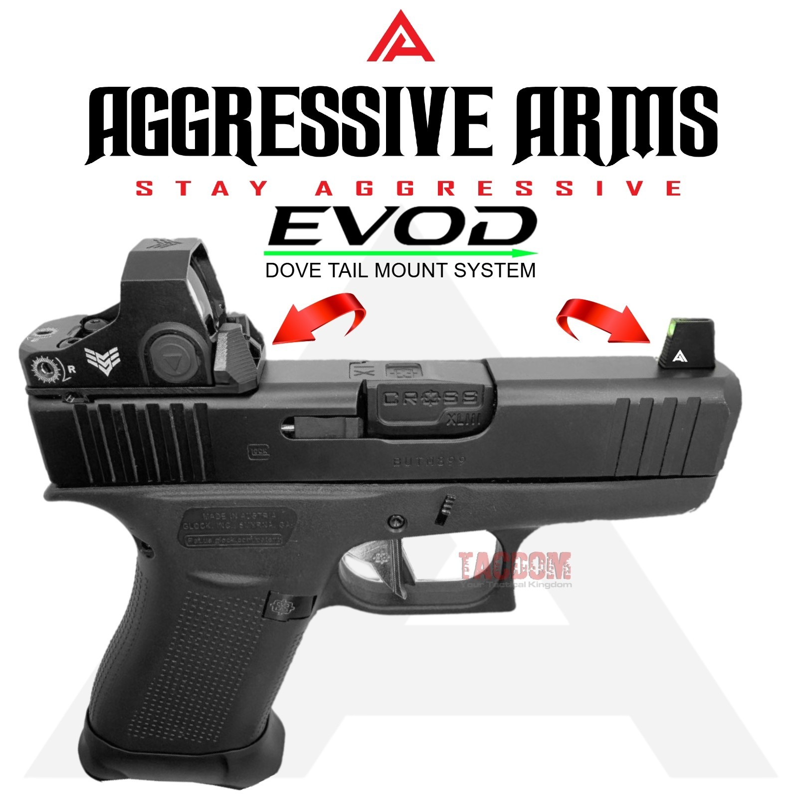 AGGRESSIVE ARMS EVOD DOVE MOUNT SYSTEM for GLOCK RMSc Slide Sight OPTICS Adapter