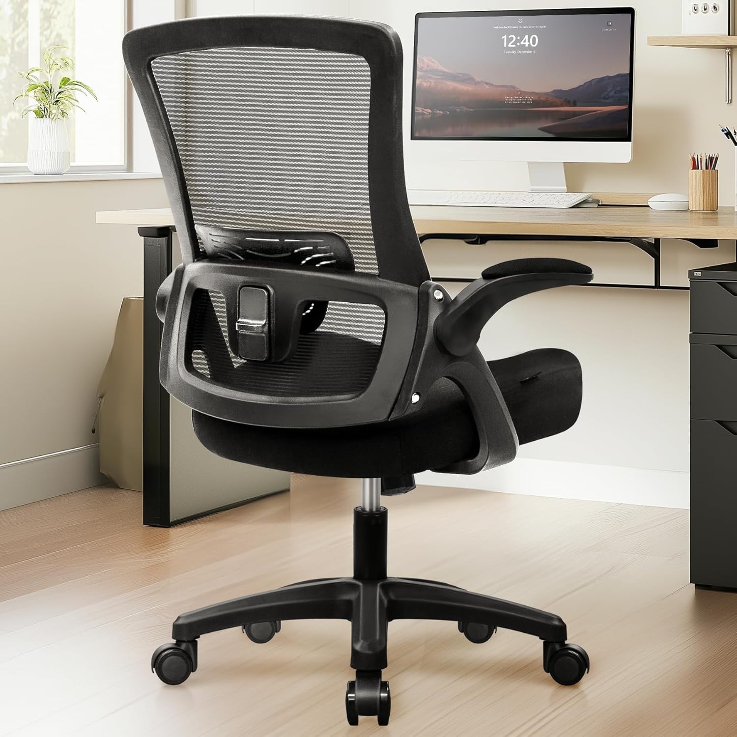 Office Desk Gaming Chair Computer High Back Mesh Seat (Black)