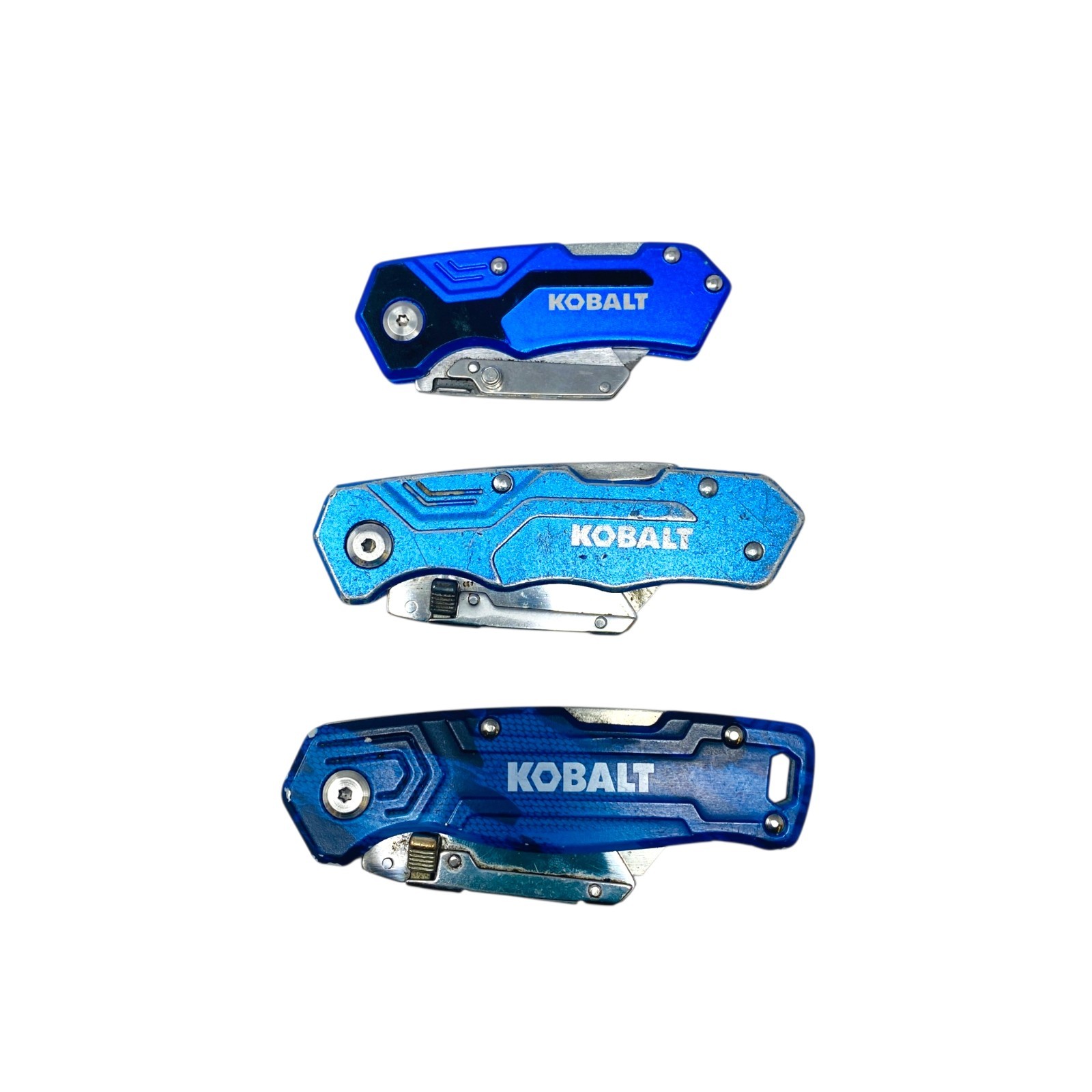 KOBALT Folding Utility Knife Blue Box Cutter Quick Release Lot of 3