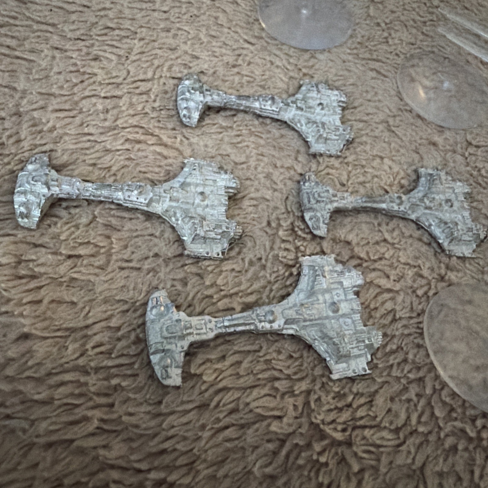 Warhammer Battlefleet Gothic - 4 metal Tau Defender Class Escorts OOP