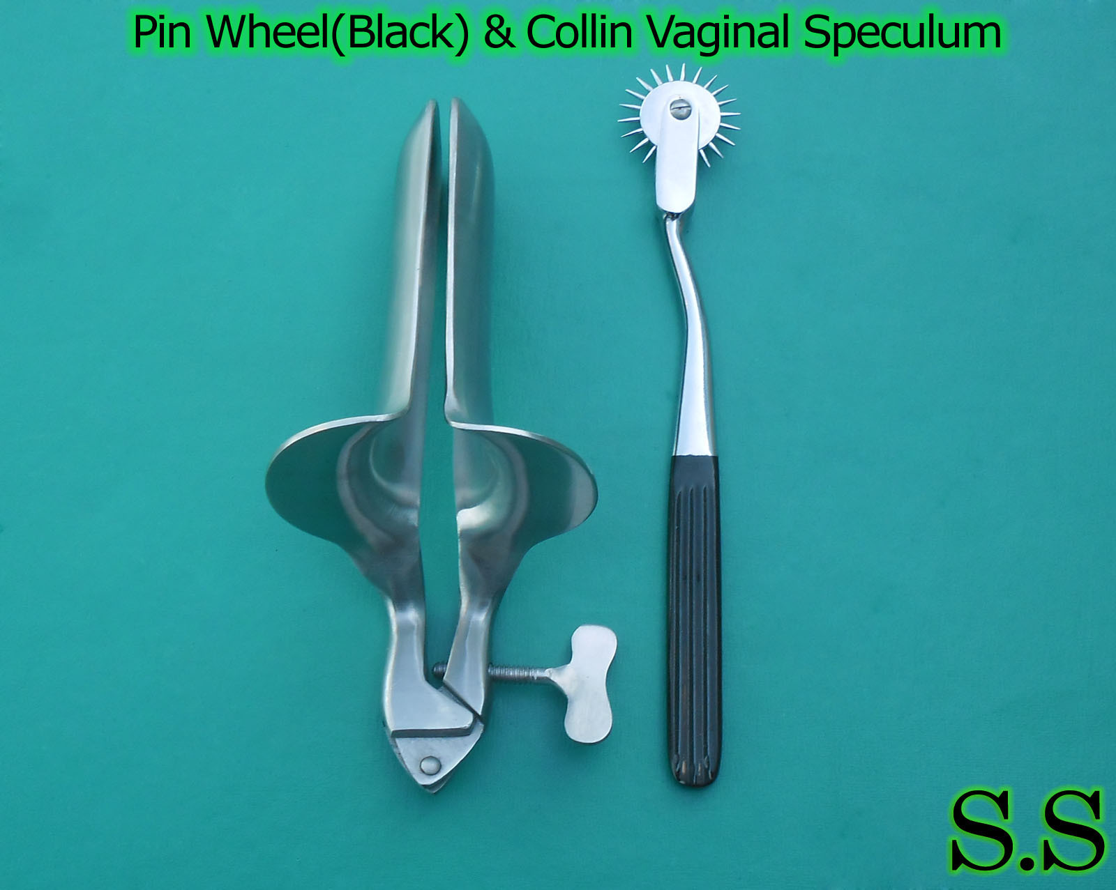 Wartenberg Pin Wheel (Black) Color & Collin Vaginal Speculum Medium