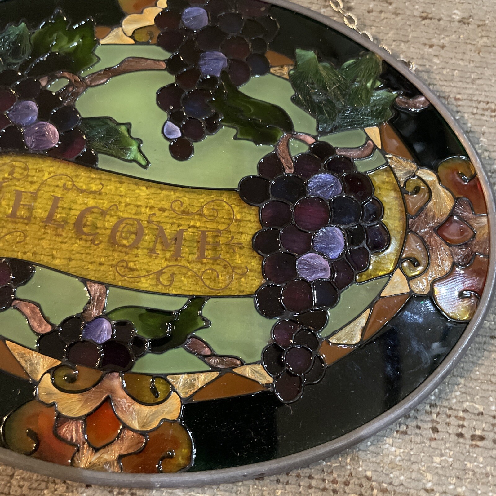 Welcome Suncatcher with Grapes 7" x 5.5"