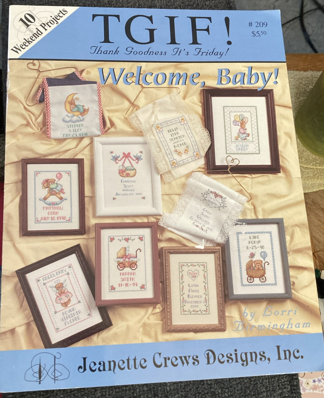 Vtg Rare Jeanette Crews Designs, Inc.TGIF! WELCOME BABY! Cross St. '98 Book #209