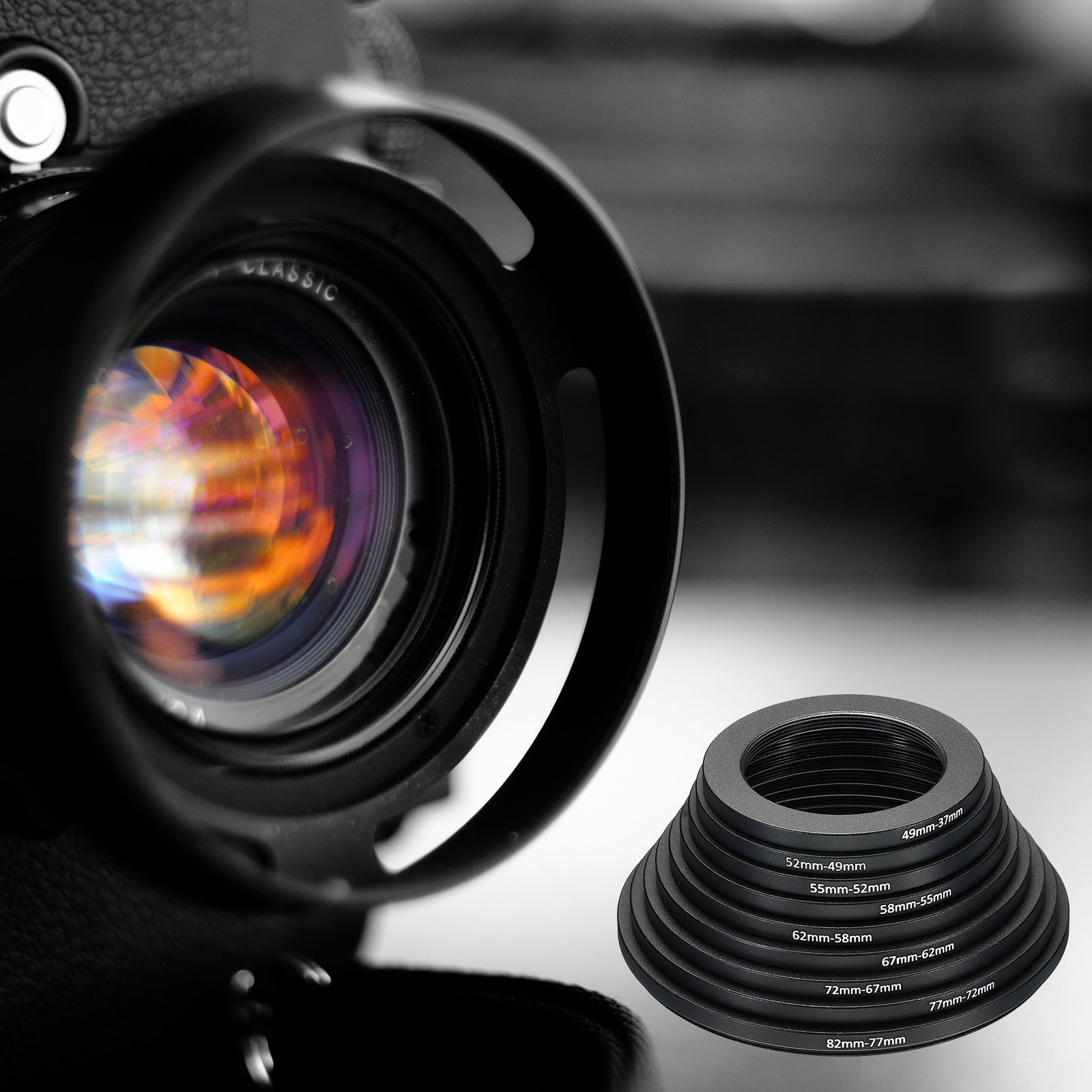 40.5mm-52mm Step Up Ring Camera Lens Filter Adapter Ring Filter with Cloth