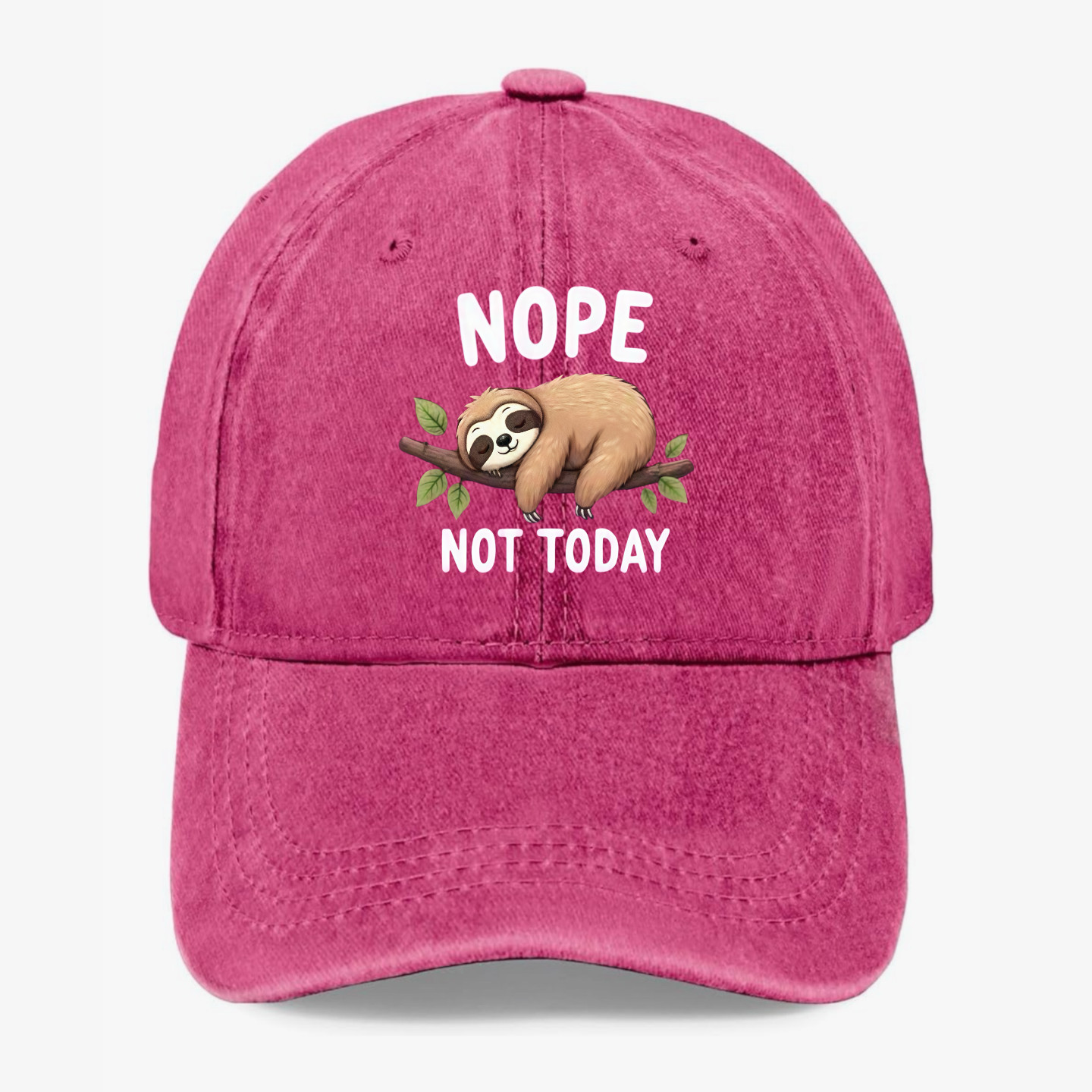 Nope Not Today Sloth Funny Baseball Cap 7 Colors Lazy Humor Hat Adjustable