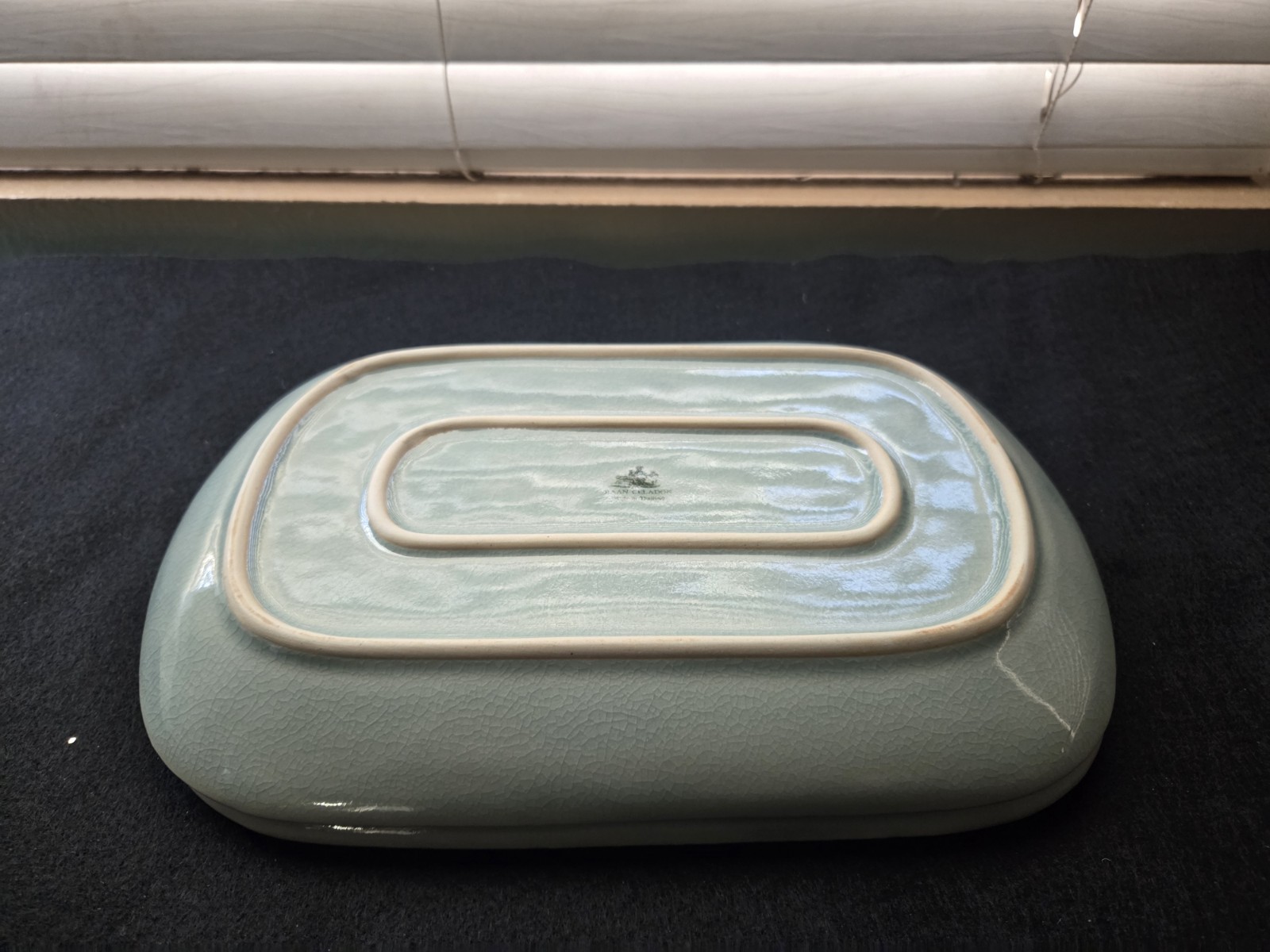 Baan Caledon Green Glossy Rectangle Ceramic Serving Dish Tray 2 Piece Set