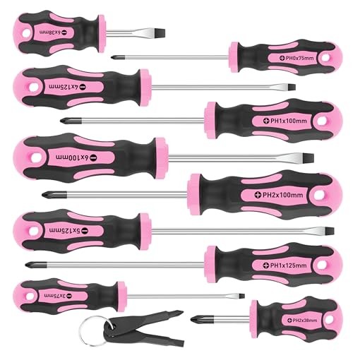 10-Piece Magnetic Screwdrivers Set, 5 Phillips and 5 Slotted Tips