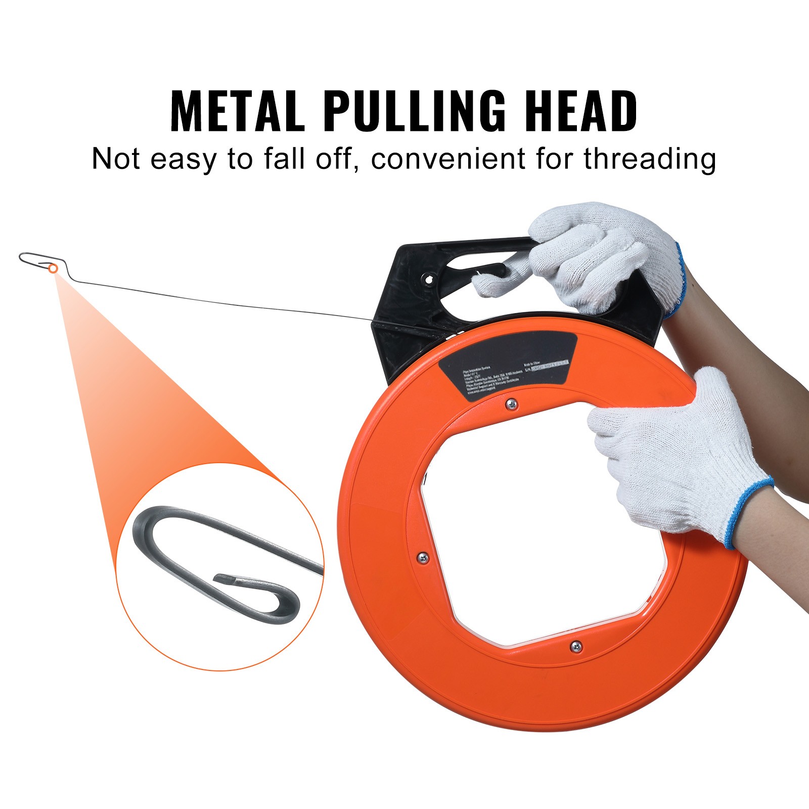 Fish Tape Wire Cable Line Puller 240ft 1/8 in Steel with High Plastic Case