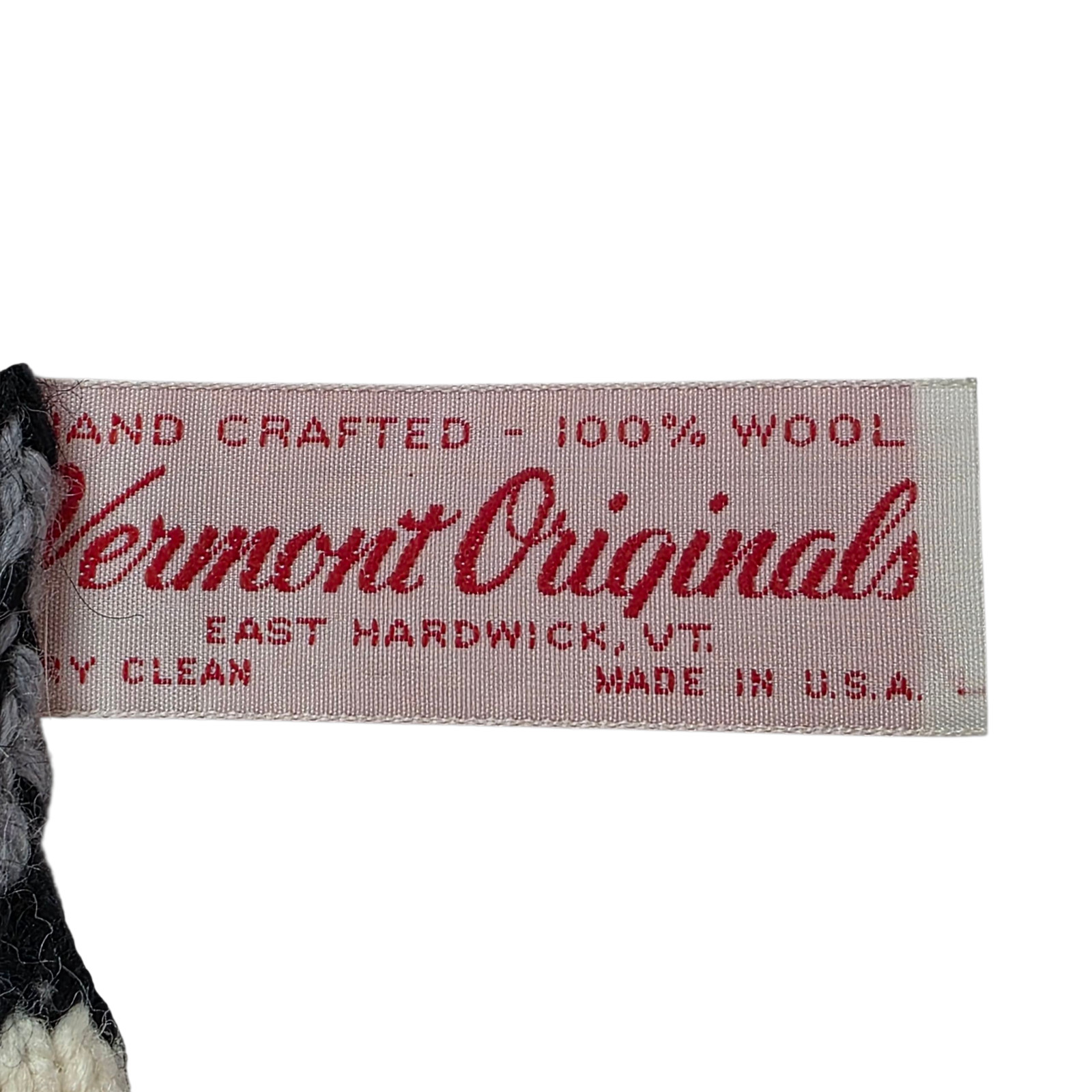 VTG Vermont Originals Wool Beanie Womens Black Knitted Paisley Peruvian Fringe