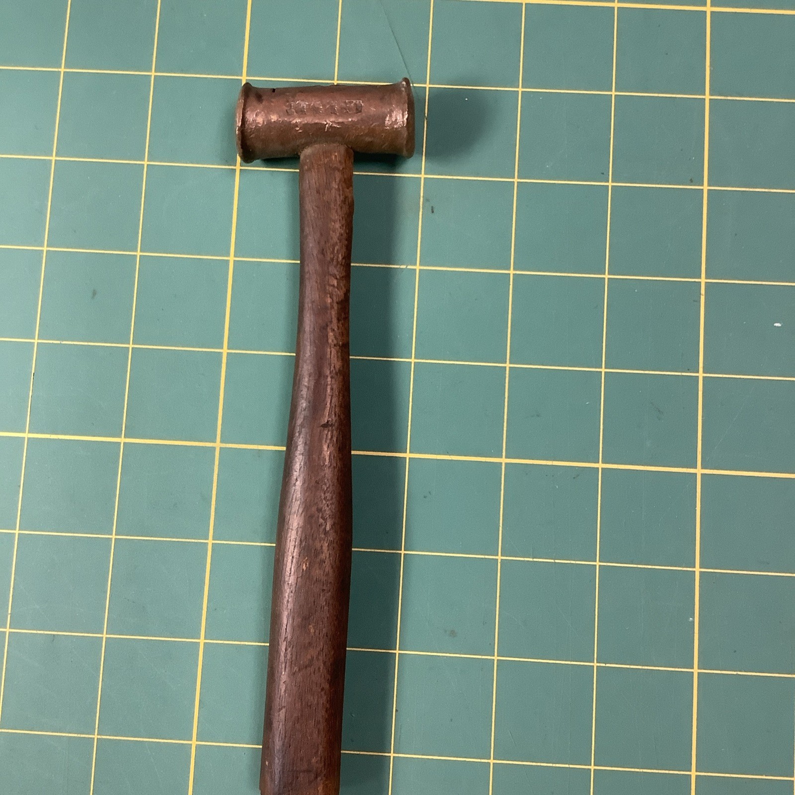 Vintage 3.9 Ounce Brass Hammer With A Wood Handle