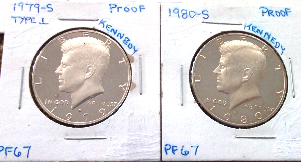 1979 TYPE 1 / 1980 SAN FRANCISCO KENNEDY HALVES IN HIGH END PROOF CONDITION
