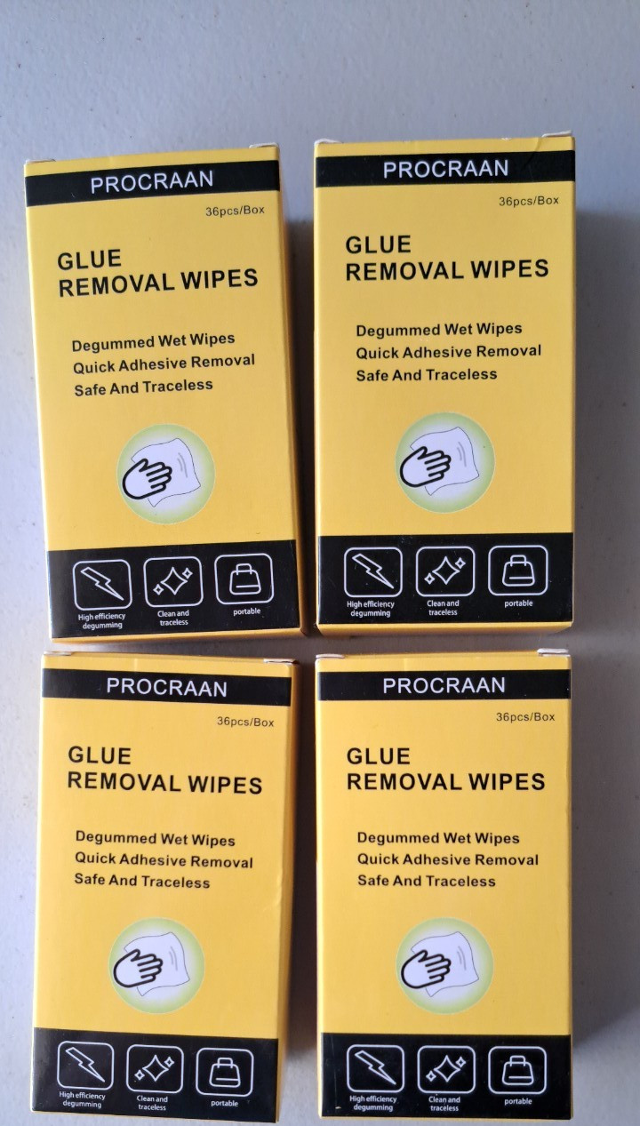 4 Boxes ProCraan Adhesive Removal Wipes 36ct Each Individually Sealed NEW