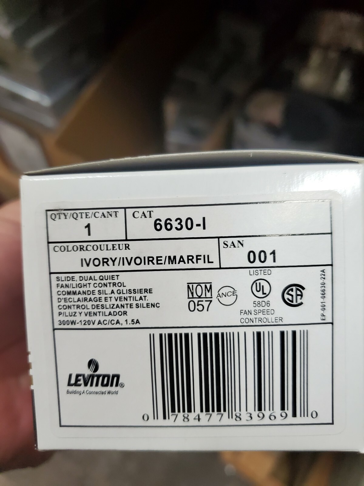 Leviton 6630-I fan and light control switch ivory (Case of 10 units)