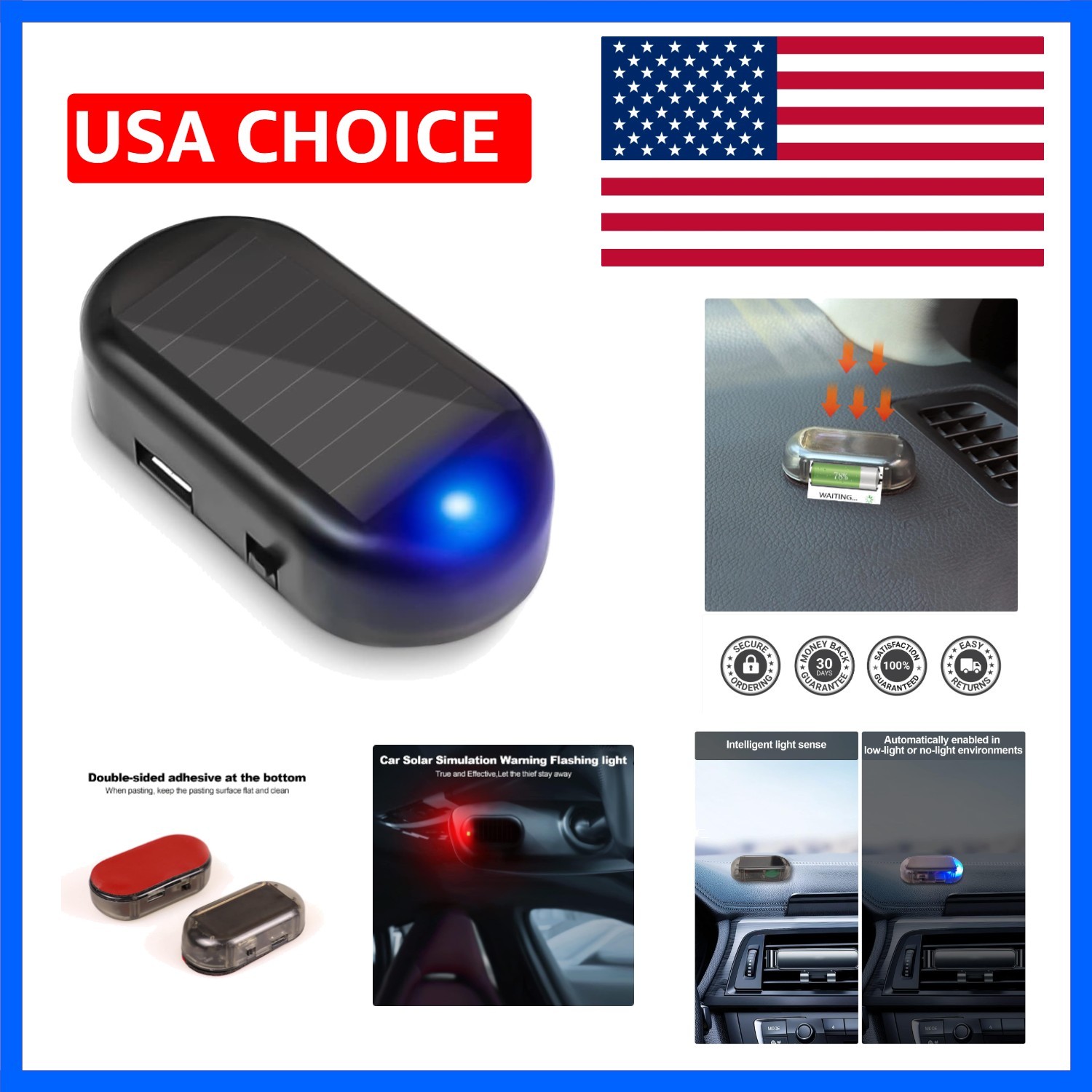 Car Solar Power Simulated Dummy Alarm， Anti-Theft LED Flashing Security Light...