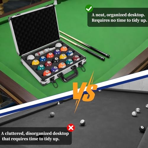 Pool Balls Case Portable Carrying Box with Handle, Large Capacity Hard